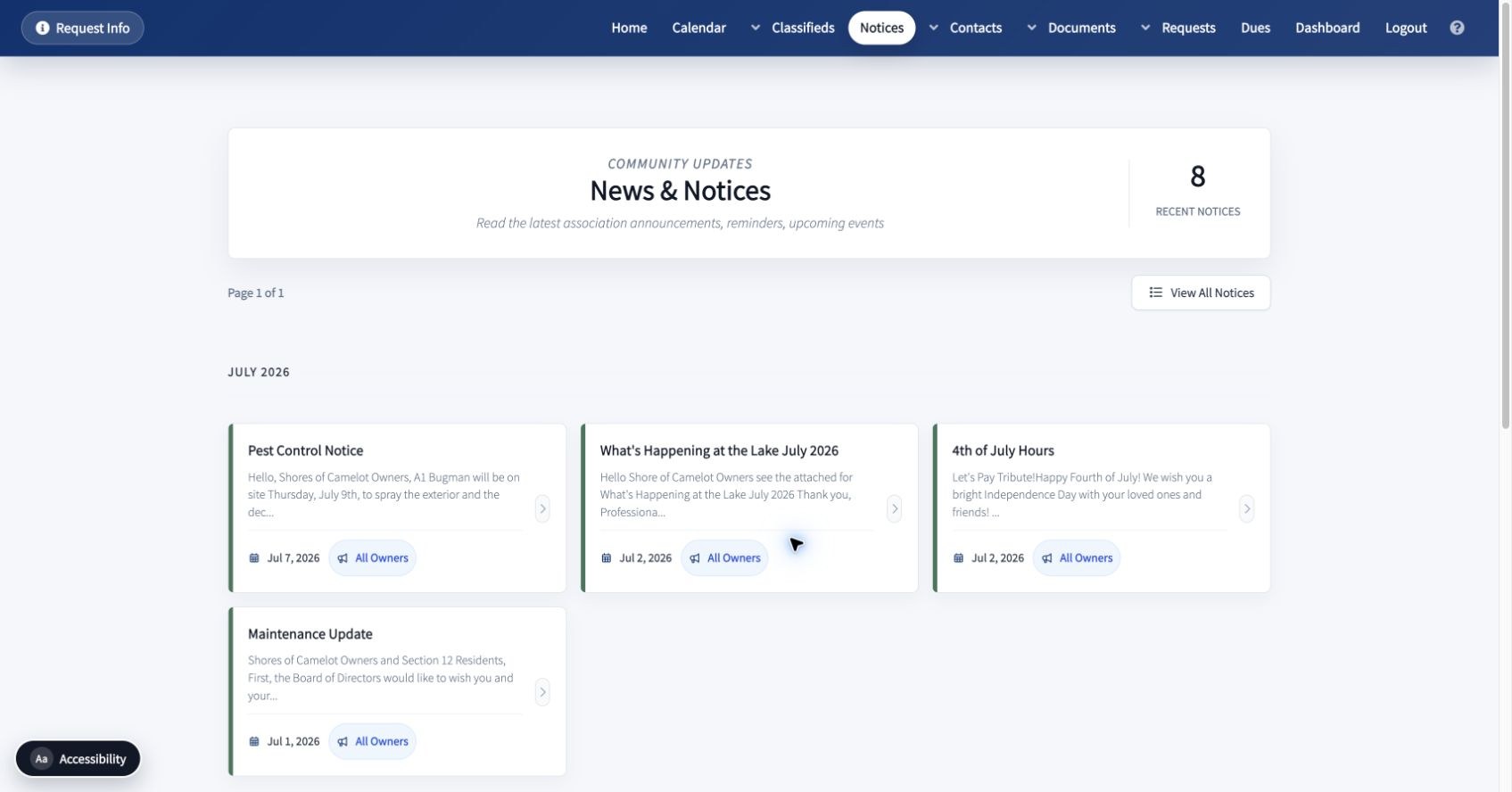 Read Notices and Updates screenshot